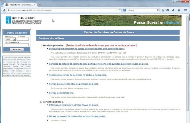 Imagen de la Web de la  Consellería de Medio Ambiente e Desenvolvemento Sostible